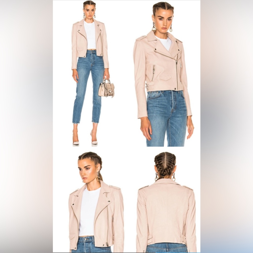 IRO Ashville Leather Moto Jacket Blush/Pink Sand